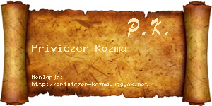 Priviczer Kozma névjegykártya